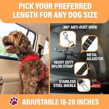 Active Pets Orange Car Seat Belt for Dogs, Attaches to Harness & Collar, Adjustable 18" - 24" Travel Restraint System Fits Small - Large Pups for Safety & Comfort, Essential Pet Supplies & Accessories - Image 3