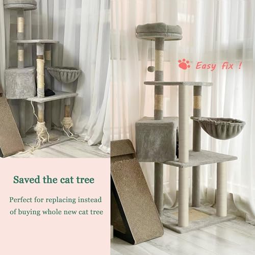 Cat Scratching Post Replacement Pole, 4 PCS 11.81in Cat Tree Replacement Post, Natural Sisal Cat Tree Replacement Parts with M8 Screws, Cat Scratch Post Replacement for Refurbishment - Image 3