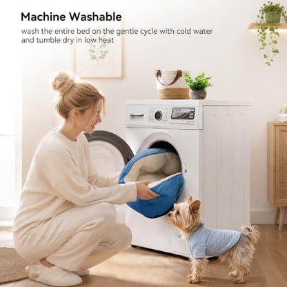 Asvin Medium Dog Bed for Medium Dogs, Cat Beds for Indoor Cats, Pet Bed for Puppy and Kitty, Extra Soft & Machine Washable with Anti-Slip & Water-Resistant Oxford Bottom, Light Blue, 25 inches - Image 5