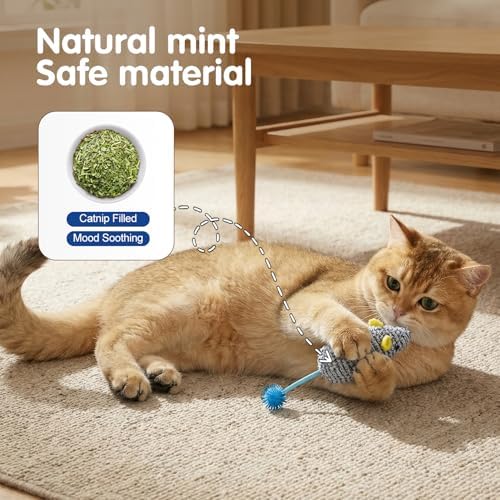 Catnip Toys (3 Pack), Cat Mouse Toys for Indoor Play, Small Interactive Cat Toys for Indoor Cats, Perfect for Single or Multi-Cat Households (Blue) - Image 3