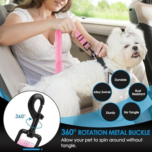 Lukovee Dog Seat Belt, 2 Pack, 3-in-1 Headrest & Seatbelt Clip & Latch - Image 4