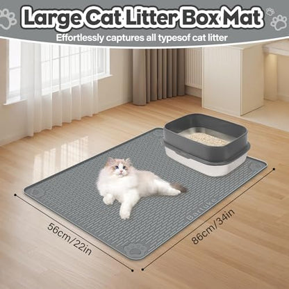 Silicone Cat Litter Mat for Litter Box 34”x22” Large Cat Mat, Dark Grey - Image 4