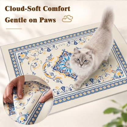 Bienbee Cat Litter Mat, 2PCS 33"x22" Machine Washable Litters Box Mats Non-Slip &Waterproof Cat Litters Trapping Mats Easy to Clean Mat for Litter Box Less Waste Protects Floors Blue and Gold L - Image 5