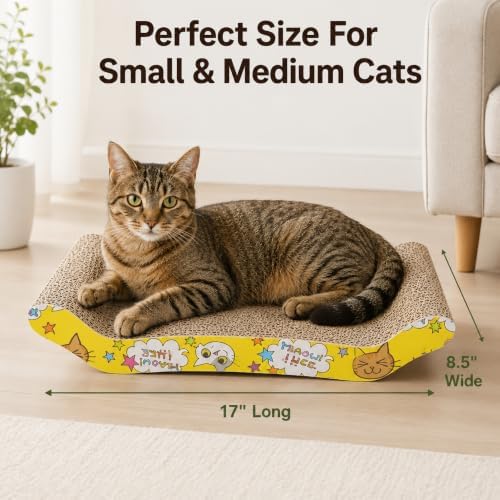 PrimePets Wave Cardboard Cat Scratcher 2 Pack, 17"x8.5" Curved Cat Lounge - Image 2