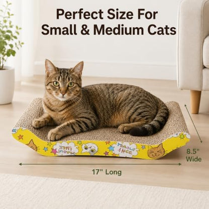 PrimePets Wave Cardboard Cat Scratcher 2 Pack, 17"x8.5" Curved Cat Lounge - Image 2