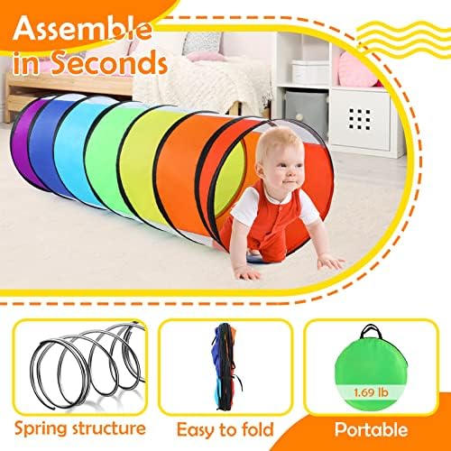 Moncoland Kids Play Tunnel Tent for Toddlers, Colorful Pop Up Crawl Toy Baby Children or Dog Cat with Breathable Mesh, Collapsible Gift Boy Girl Indoor Outdoor Games - Image 6
