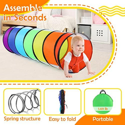 Moncoland Kids Play Tunnel Tent for Toddlers, Colorful Pop Up Crawl Toy Baby Children or Dog Cat with Breathable Mesh, Collapsible Gift Boy Girl Indoor Outdoor Games - Image 6