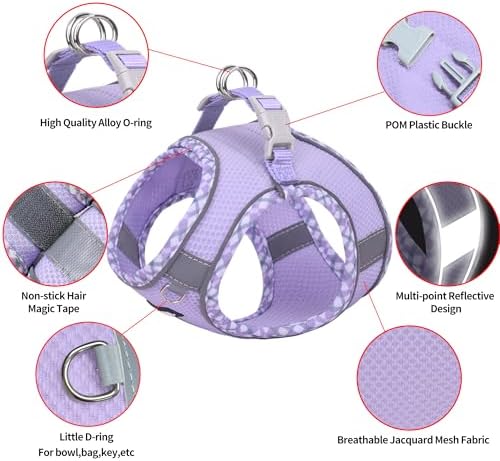 AIITLE Tiny Dog Harness and Leash Set, Step-in Vest for Puppy, Purple XXXS - Image 2