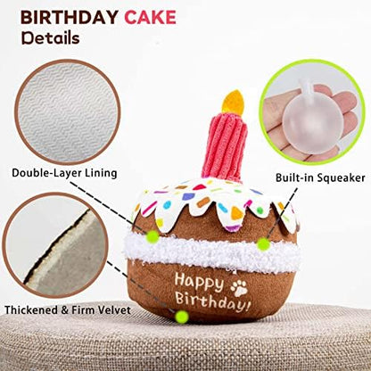 lilfrd Dog Birthday Toy, Birthday Cake Toys for Puppy Gifts, Squeaky Plush Dog Toys - Image 3