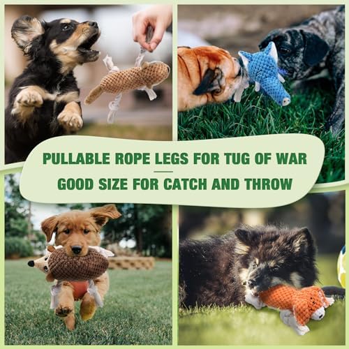 LEGEND SANDY Dog Squeaky Toys for Puppy, 5 Pack Small Dog Toys, Stuffed Animal Puppy Toys with Tug of War Ropes Value Bundle, Puppy Chew Toys for Teething with Squeakers Small Medium Breeds | Stuffed Animal Puppy Toys with Tug of War Ropes Value Bundle... - Image 6