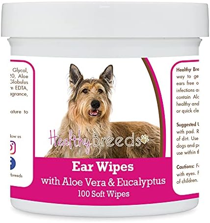 Healthy Breeds Berger Picard Ear Cleaning Wipes with Aloe & Eucalyptus for Dogs 100 Count by HealthyBreeds