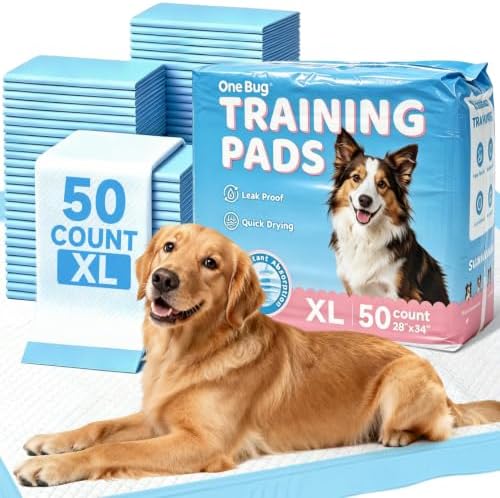 50-Pack Extra Large Super Absorbent Disposable Puppy Pads for Dogs,28x34in|Dog Training Pee Pads,6-Layer Leakproof Protection,Quick-Dry,Tear-Resistant, Odor Control,Suitable for All Breeds by OneBug