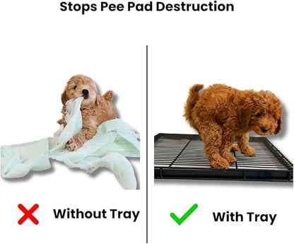 Little Wolves Puppy Potty Tray – 22x22 Shred-Proof Heavy-Duty Training Tray for Puppies & Small Dogs, Easy-Clean, Indoor Dog Pee Pad Holder (Small Gap)