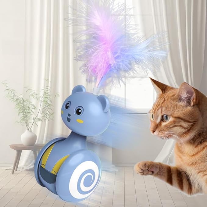 Cat Toys cat Feather Toy A Gentle Push Will Move Forward, Teasing Cats and Interactive Toys,Cute cat Toys, Funny cat Toys,