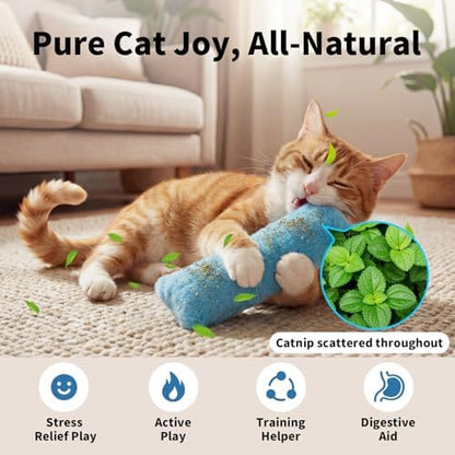 HoneyGuaridan Cat Toys Pillows, 4 Pack, Soft and Durable Crinkle Sound with Catnip Inside,Indoor Interactive Cat Kicker Toy - Image 3