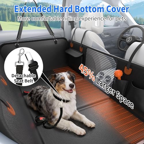 Back Seat Extender for Dogs, Heavy-Duty Hard Bottom Backseat Cover, Car Hammock for Dogs & Pets, Upgraded PU Leather - Waterproof & Anti-slip & Anti-scratch & Wipe-down Cleaning for Cars & SUVs - Image 3