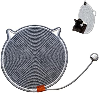 Cat Scratcher Mat 16.9'' Round Natural Cotton Rope Double-Sided, Dark Grey by Unknown
