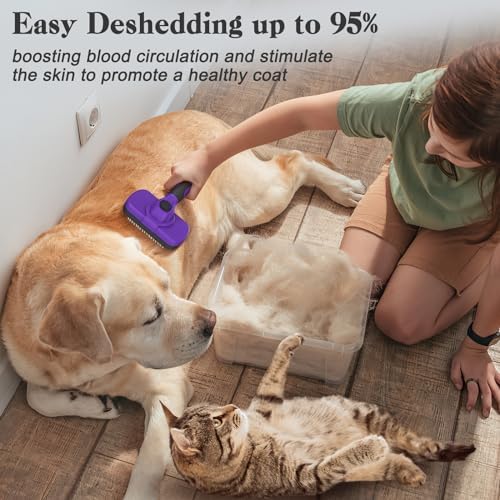 Swihauk Self Cleaning Slicker Brush for Dogs & Cats, Skin Friendly Pet Grooming for Shedding, Deshedding, and Hair Removal - Puppy Brush for Long Haired Pets, Pet Supplies, Purple - Image 5