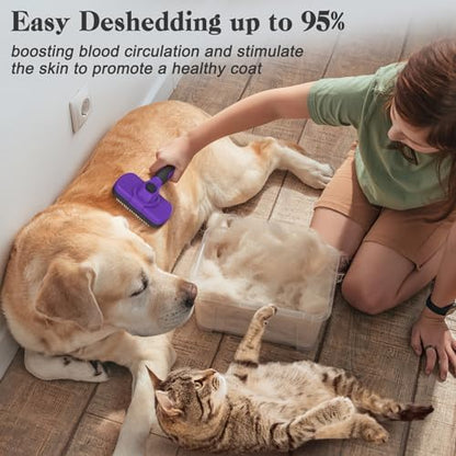 Swihauk Self Cleaning Slicker Brush for Dogs & Cats, Skin Friendly Pet Grooming for Shedding, Deshedding, and Hair Removal - Puppy Brush for Long Haired Pets, Pet Supplies, Purple - Image 5