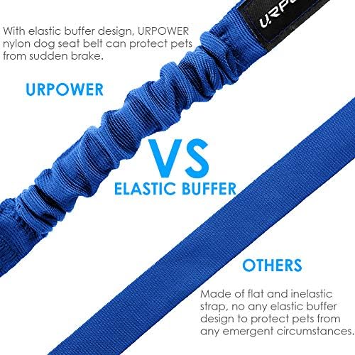 URPOWER 2 Pack Dog Seat Belt, Retractable Dog Car Harness Adjustable Pet Safety Belt with Elastic Bungee Buffer, Heavy Duty & Durable & 360 Degree Swivel Dog Seatbelts - Image 4