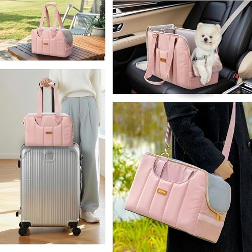 Dog Purse Carrier for Small Dogs Cats Rabbits Up to 12lbs, Lightweight Pet Sling Carriers with Crossbody Strap, Portable Puppy Soft Sided Tote Bag Carrier for Vet,Hiking,Travel Pink - Image 6