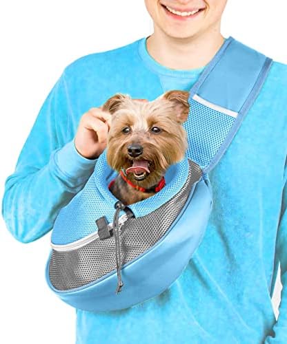 Cuddlissimo Small Dog Sling Carrier, Pet Cat Sling, Puppy Pouch - Blue-S by Cuddlissimo