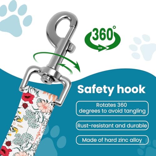 Adjustable pet cat and Dog car seat Belts. The Lanyard is Flexible and Adjustable from 20 to 33 inches(White Flowers + Black Flowers) - Image 4