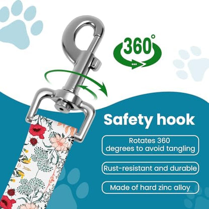 Adjustable pet cat and Dog car seat Belts. The Lanyard is Flexible and Adjustable from 20 to 33 inches(White Flowers + Black Flowers) - Image 4