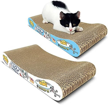 TTCAT Cat Scratching Pad, 2 Pack Corrugated Cat Scratcher Cardboard, Bone Type Durable Cat Scratching Board Reversible for Furniture Protection. by TTCAT