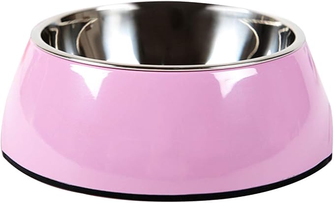 Pet Bowls Stainless Steel Dog Cat Pet Bowl Universal Pet Water and Food Bowls 4 Sizes and 5 Colors Available (L, Pink)