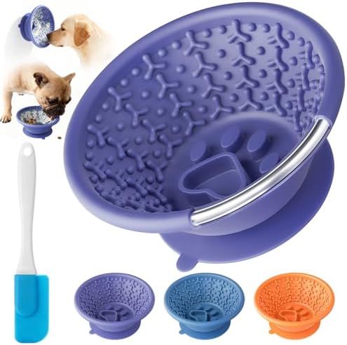 Dog Lick Bowl, Non-Slip Slow Feeder Licking Mat & Treat Dispenser (Wide Bowl Mouth w/Inlaid Stainless Steel Ring) - Interactive Toys, Anxiety Reducer, Freeze Bone for Dogs, BPA Free Silicone by Unknown