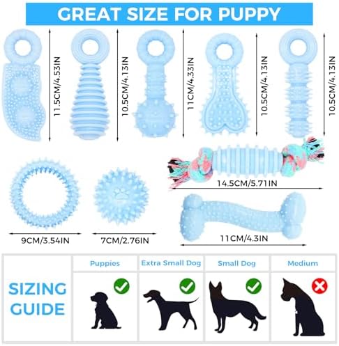Puppy Toys, 9 Pack Dog Chew Toys for Puppy, Cute Blue Small Dog Toys, Teething Toys for Puppies, Soft Durable Interactive Chew Toy for Small Dogs - Image 5