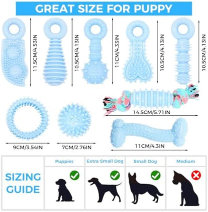 Puppy Toys, 9 Pack Dog Chew Toys for Puppy, Cute Blue Small Dog Toys, Teething Toys for Puppies, Soft Durable Interactive Chew Toy for Small Dogs - Image 5