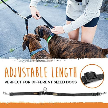 Mighty Paw Double Dog Leash with Rope Handle - Double Leash for Two Dogs No Tangle Design. Split Lead for 2 Pets. Adjustable to Fit All Sized Breeds. Reflective Dual Pet Lead for People with 2 Pups - Image 2