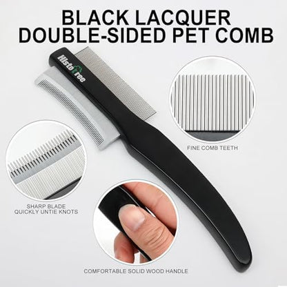 2-in-1 Dog Dematting&Deshedding Comb with Wooden Handle - Image 3