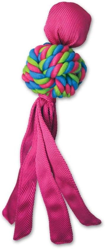 KONG - Wubba Weaves with Rope - Durable Dog Fetch and Chew Toy, Cleans Teeth - for Large Dogs (Colors Vary)