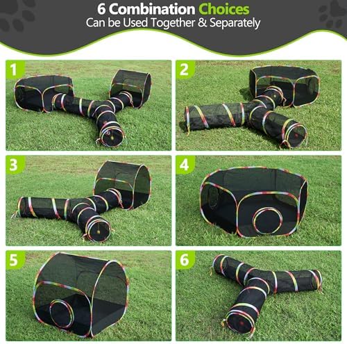 Outdoor Cat Enclosure, 3-in-1 Portable Pop Up Cat Mesh Tent with Tunnel for Cat Run, Easy Set Up and Foldable Outdoor Catio for Indoor Cats, Rabbits & Small Animals, Includes Storage Bag - Image 4