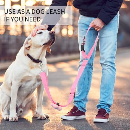 YAOHDAO Dog Seat Belt Harness for Car, Restraint Adjustable with Elastic Bungee Buffer Headrest for Vehicle, 360 Degree Swivel Nylon Pet Safety Seat Belts Car Harness (Pink with Flowers) - Image 5