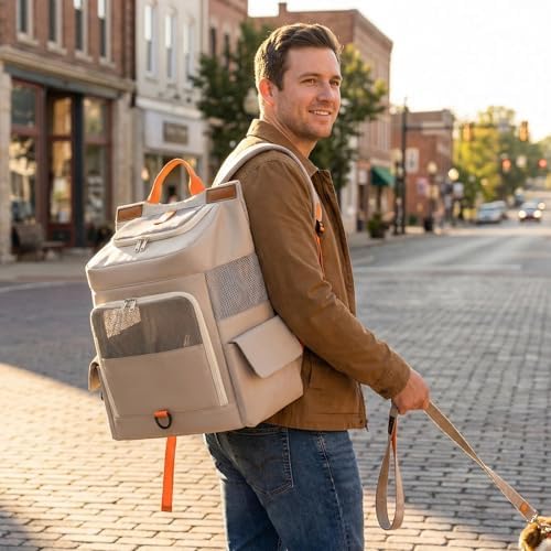 Small Dog Cat Backpack Carrier, Soft Large Space Cat Bubble Backpack, Breathable Cat Carrier, Shaded Dog Backpack Carrier for Travel (White Backpack) - Image 6
