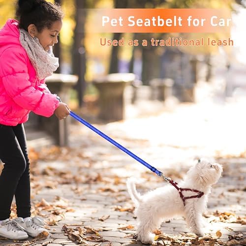 Seyezo Dog Car Seat Belt for Car, 2 Piece Set Retractable Dog Car Harness Adjustable Reflective Dog Seatbelt for Vehicle Headrests, Dog Safety Restraint Seatbelt Heavy Duty& High Elastics, Navy Blue - Image 5