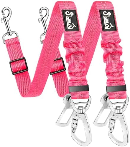 SlowTon Dog Seatbelt, 2 Pack Adjustable Heavy Duty Dog Safety Seat Belt by SlowTon