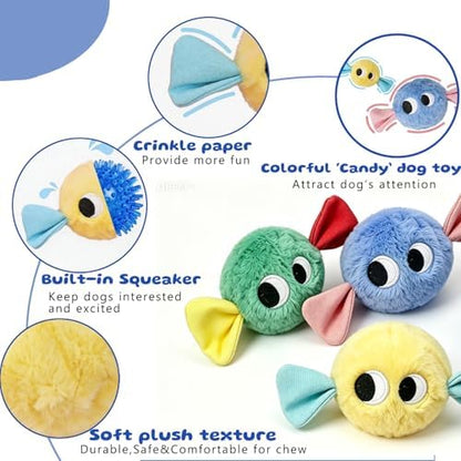 Squeaky Plush Ball Dog Toys for Small Dogs, Mini Breed, 2'' Soft Fuzz Ball - Image 2