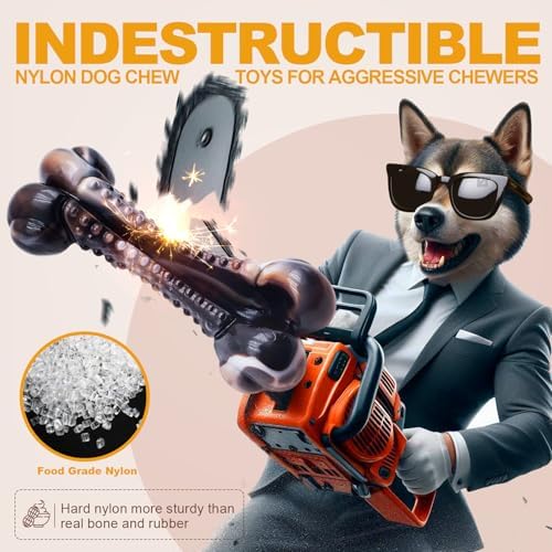 Dog Chew Toys for Aggressive Chewers, 2Pack Indestructible Dogs Bone Toy for Large Small Medium Breeds, Durable Tough Nylon Dog Toys To Keep Them Busy, Puppy Teething Dogs Toy Bone, Beef&Bacon Flavor - Image 2