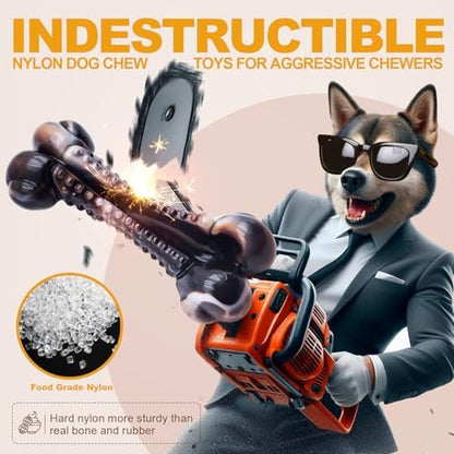 Dog Chew Toys for Aggressive Chewers, 2Pack Indestructible Dogs Bone Toy for Large Small Medium Breeds, Durable Tough Nylon Dog Toys To Keep Them Busy, Puppy Teething Dogs Toy Bone, Beef&Bacon Flavor - Image 2