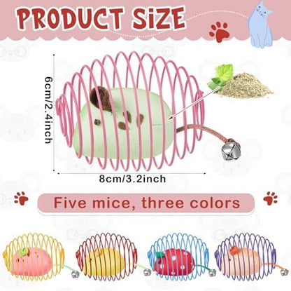 Jecery 5 Pcs Cat Toys Spring,Fruit Mouse,Multicolor - Image 2