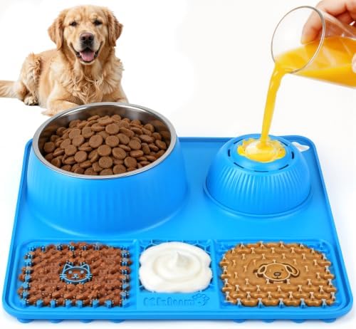 Dog Lick Bowl with Rolling Ball for Liquid and Thick Treat by Kkluno