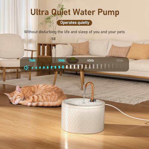 DOOOB Ceramic Cat Water Fountain, 2.1L/71oz Cat Fountain - Image 3