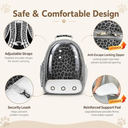 Expandable Cat Carrier Backpack with Bubble Window, Black and White - Image 3