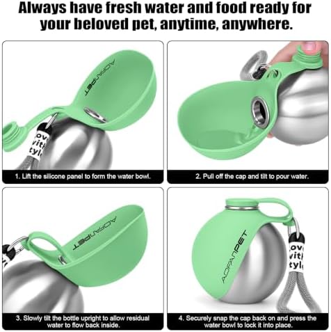 Portable Dog Water Bottle 10oz Stainless Steel Travel Bowl - Image 3