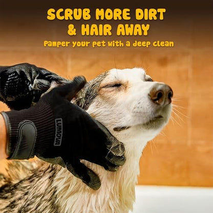 Dog Grooming Gloves – Shedding Gloves for Dogs, Cats & Horses – Pet Grooming Glove & Hair Remover – Dog Brush Glove for Bathing, Deshedding & Massage Mitt– Adjustable Fit (Blue&Black) - Image 5